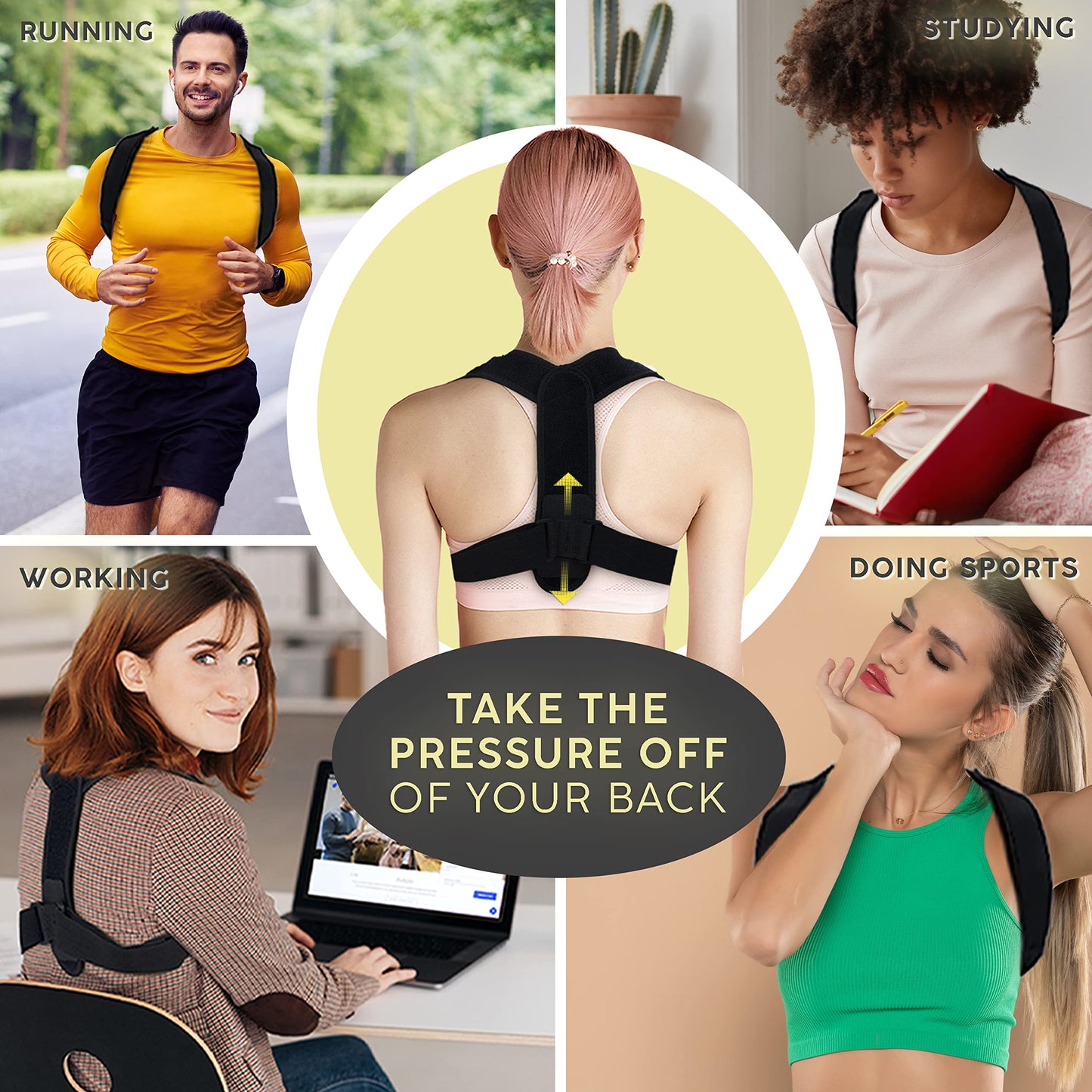 iBYWM Neck Stretcher & Posture Corrector for Women and Men, Cervical Traction for Spine Alignment, Adjustable Upper Back Brace & Elastic Support for Shoulder Back Pain Relief (Dark Blue)