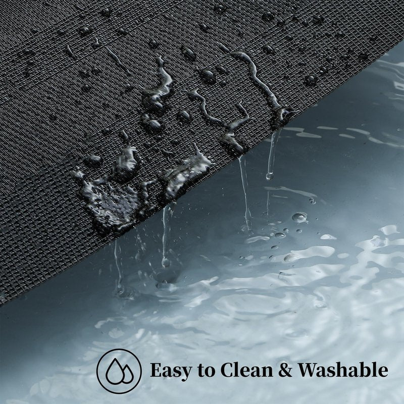 Leetaltree Black Frame Placemats Set of 4 - Heat Resistant Non-Slip Place mats for Dining Table, Washable Durable PVC Vinyl Woven Table Mats（Black Frame, 4）