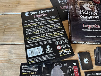 Bag of Dungeon Bag of Dungon Legends Character Expansion Pack - use with Any Board Game - with Added Destiny Skill Cards Encounter Cards and 4 new Brave Heroes - (2nd Edition)