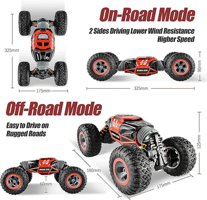 BEZGAR TD141 Remote Control Car - 1:14 Scale 4WD All-Terrains Large RC Cars for Kids 2.4GHz Transformable Stunt Cars Monster Truck Toys Christmas Birthday Gifts for Boys &amp Girls