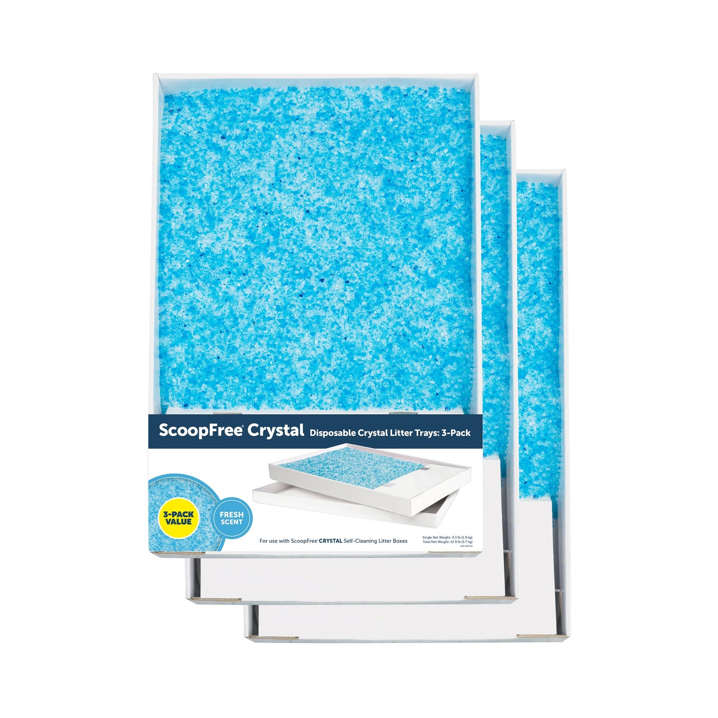 PetSafe ScoopFree Disposable Crystal Cat Litter Tray - Easy Cleaning Box - Refill Tray for Electric Litter Box - Fresh Scent - 4.3 lb Bags - 3 Pack