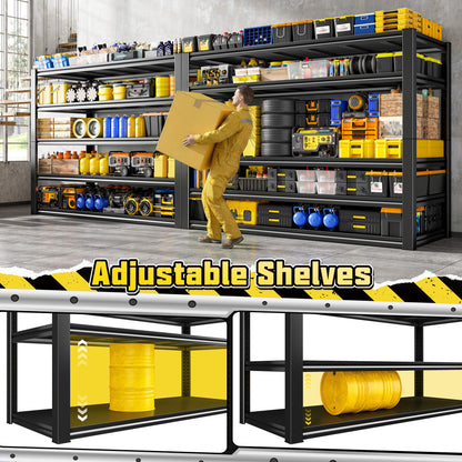 REIBII 48.2" W Garage Shelving, Metal Shelving 3000LBS, Storage Shelves Adjustable Metal Shelf, Industrial 5 Tier Shelves for Basement Pantry Warehouse Supermarket, 72.2" H x 24.2" D x 48.2" W