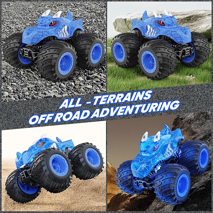 BAODLON Remote Control Monster Car 2.4GHz RC Monster Trucks Toys for 3 4 5 6 7 8 Years Old Boys Kids All Terrain RC Truck Off Road with Spray Light Rechargeable Battery Christmas Birthday Gifts