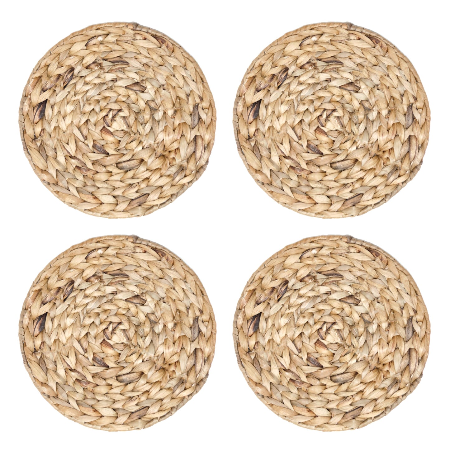 Wicker Round Woven Hyacinth Placemats by Trademark Innovations (Set of 4), Natural, 12" Diameter