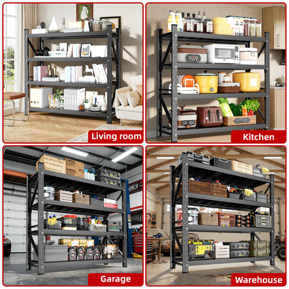 Lionhon Heavy Duty Garage Shelving, 59" W x 23" D x 67" H, 5000 LBS Capacity, 4-Tier Adjustable Metal Storage Shelves, Reinforced Steel Storage Rack for Garage, Warehouse, Basement
