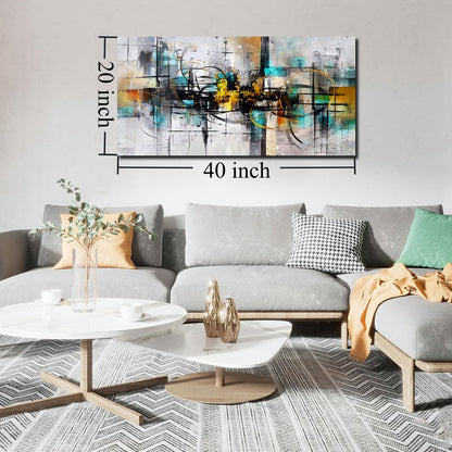 SIXTTART Abstract Wall Art for Living Room - Black and White Canvas Wall Art for Bedroom Ready to Hang Size 20" x 40"