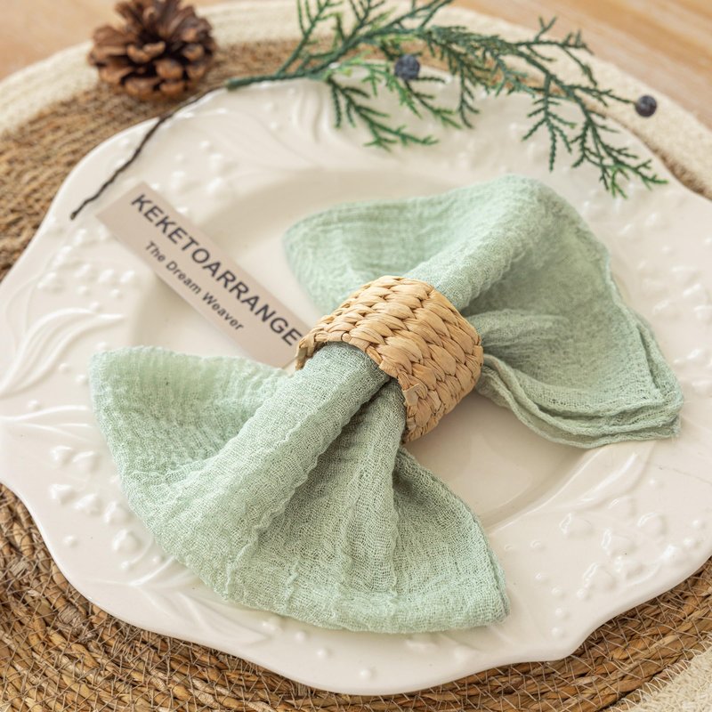 Keketoarrange Cheesecloth Napkins 17x17 Inches Cloth Napkins Handmade Reusable Washable for Dinner Wedding Baby Bridal Shower Party Boho Decorations Bulk Set of 6 Sage Green