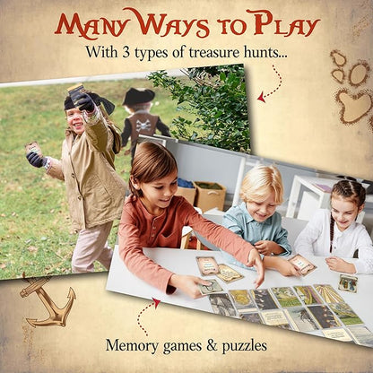 Word Treasures – Pirate Toys and Scavenger Hunt Games for Kids | Ages 4-8+ 1-4 players | Use for Sight Word Games a Treasure Hunt Memory Games or Puzzles for Kids Ages 4-8 | A Replayable Adventure!