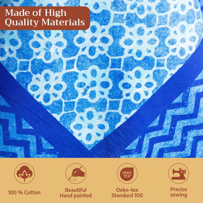 Maison d' Hermine Table Cloth Rectangle Table 100% Cotton 70 x 90 Inches Tablecloth Reusable Decorative for Dining Kitchen Room Farmhouse Home Gifts for Mothers Day Spring Summer - Indigo Love