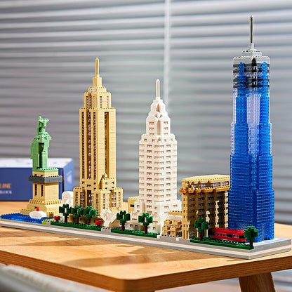 New York Skyline City Building Micro Building Block Set Home and Office Decoration Creative Gift for Adults（3452 PCS）
