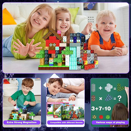 150PCS Magnetic Building Blocks for Kids – 0.8in Strong Magnet Tiles Set Safe STEM Learning Toys for Toddlers &amp Kids Ages 3+ Creative Construction Blocks for Boys &amp Girls