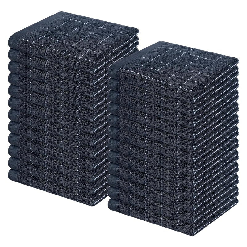 Homaxy 100% Cotton Terry Kitchen Dish Cloths, Ultra Soft and Absorbent Dish Towels for Kitchen, Suitable for Drying and Washing Dishes, 24 Pack, 12 x 12 Inches, Dark Grey