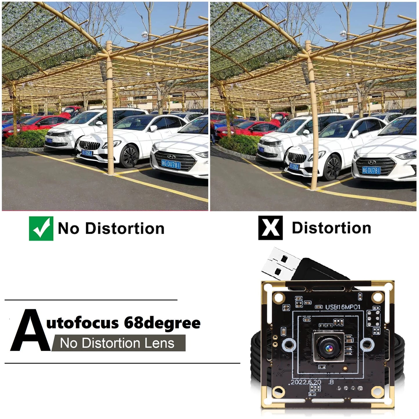 ELP 16MP Autofocus USB Camera Module - 4K UVC USB2.0 With 68-Degree Mini Size Lens IMX298 for Computer, Laptop, PC - Video Lightburn Industrial Embedded Webcam Board