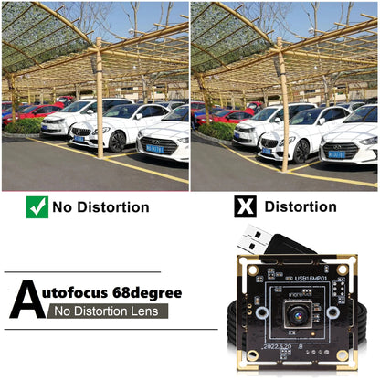 ELP 16MP Autofocus USB Camera Module - 4K UVC USB2.0 With 68-Degree Mini Size Lens IMX298 for Computer, Laptop, PC - Video Lightburn Industrial Embedded Webcam Board