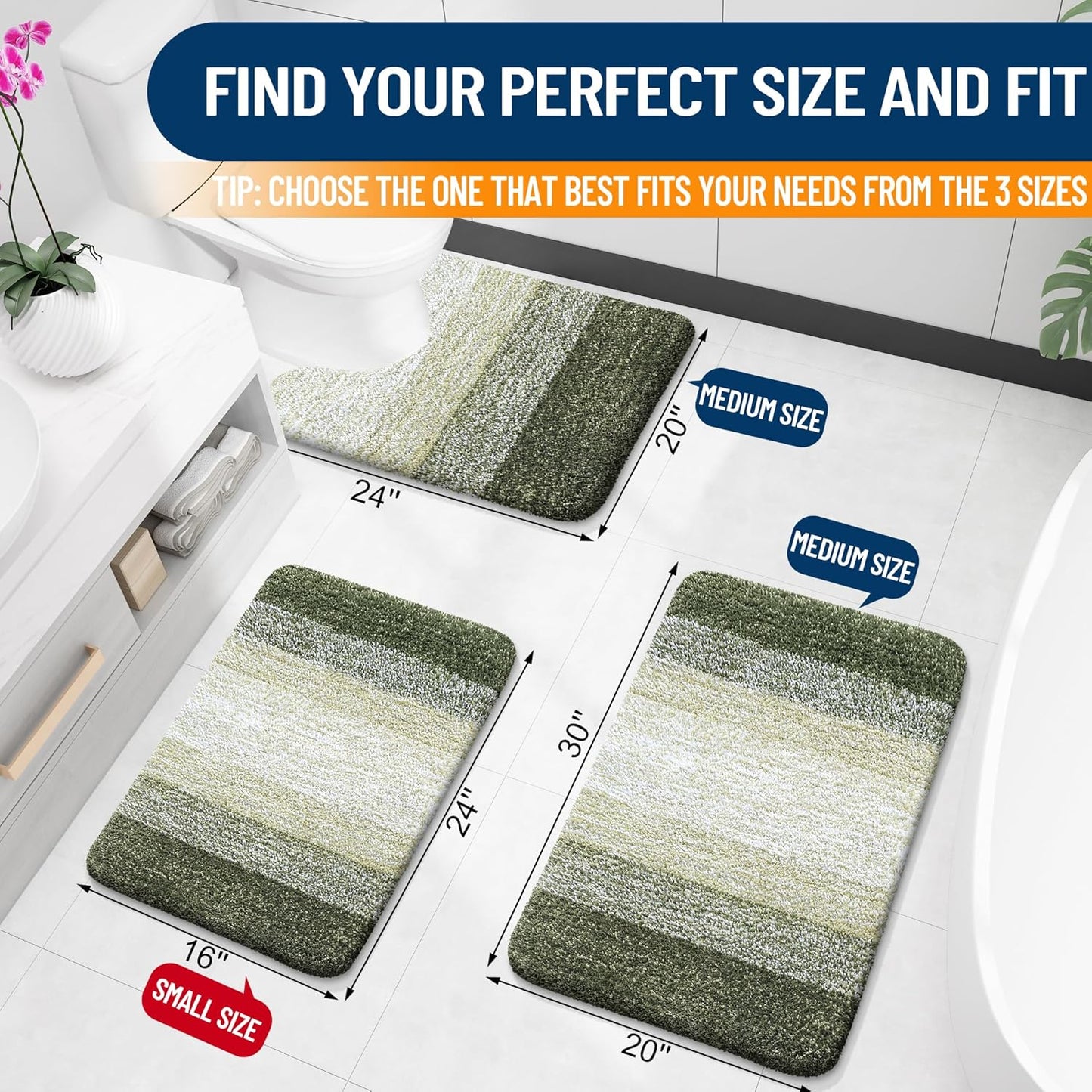OLANLY Bathroom Runner Rug - Extra Soft Absorbent Microfiber Mat | Quick Dry, Washable, 47x17, Dark Green