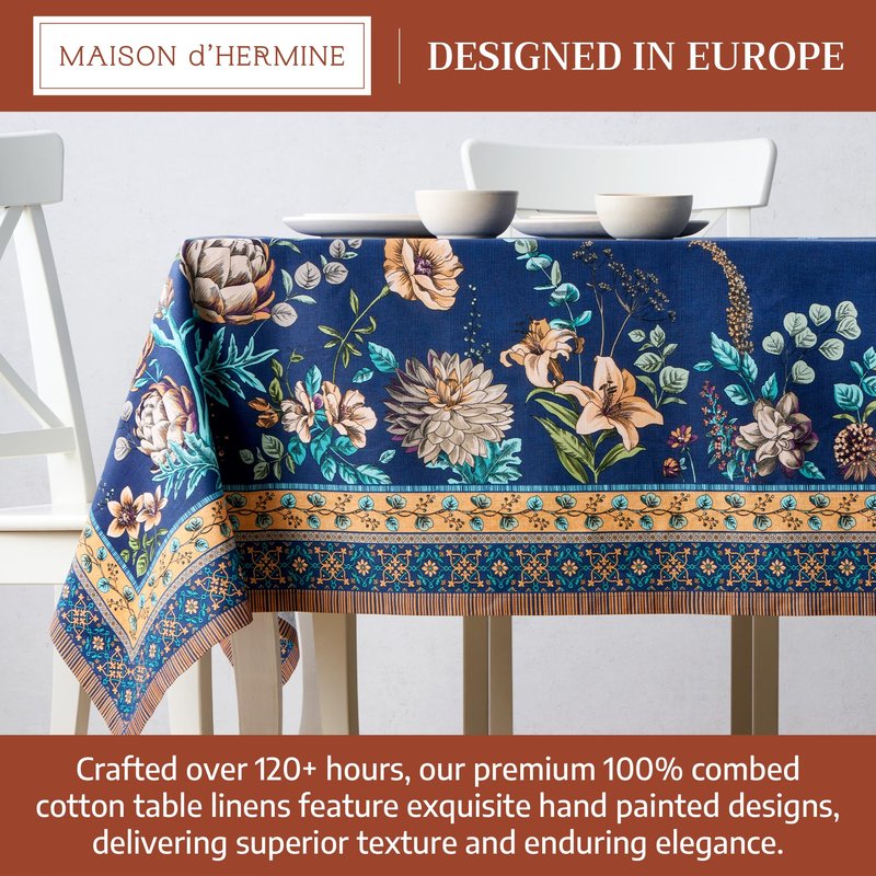Maison d' Hermine Premium Table Cloth Rectangle Table 100% Combed Cotton 108 x 70 Inches Tablecloth Reusable Decorative for Dining Room, Farmhouse, Home, Party, Festive & Wedding - Artichoke