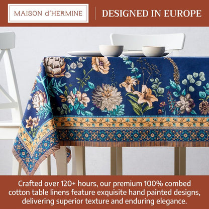 Maison d' Hermine Premium Table Cloth Rectangle Table 100% Combed Cotton 108 x 70 Inches Tablecloth Reusable Decorative for Dining Room, Farmhouse, Home, Party, Festive & Wedding - Artichoke