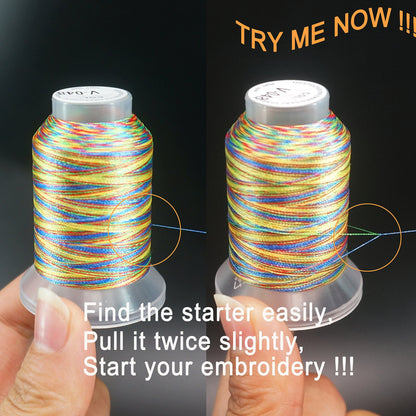 New brothread 12 Colors Variegated Polyester Embroidery Machine Thread Kit 500M (550Y) Compatible with Brother Janome Babylock Singer Pfaff Bernina Husqvaran Embroidery/Sewing Machines-Assortment1