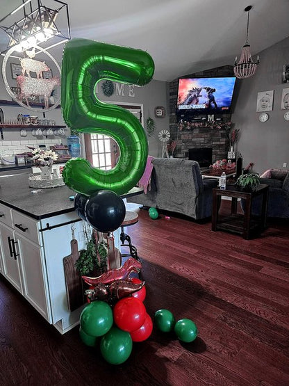 Dark Green Number 5 Balloon 40 Inch, 5th Birthday Party Decorations for Children, Giant 5 Foil Balloon for Party Supplies