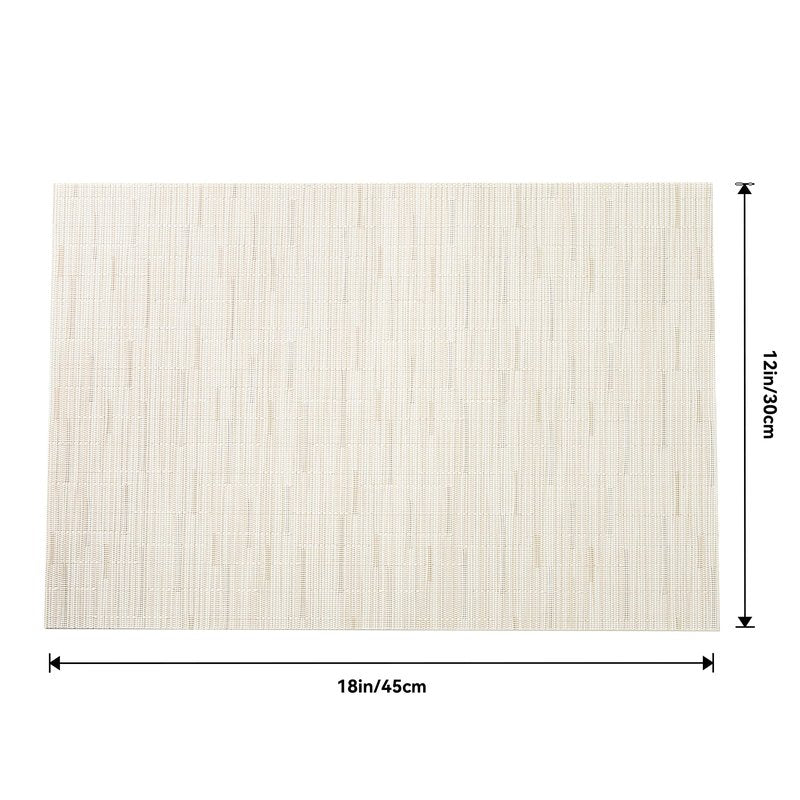 Leetaltree Pale Beige Placemats Set of 12 - Heat Resistant Non-Slip Place mats for Dining Table, Washable Durable PVC Vinyl Woven Table Mats（Pale Beige, 12）