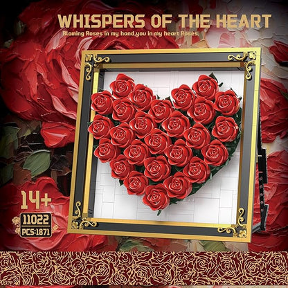Red Rose Building Set Compatible with Lego Flowers Bouquet Botanical Collection Wall &amp Table Art Decor for Lover Adults Girls -1871PCS