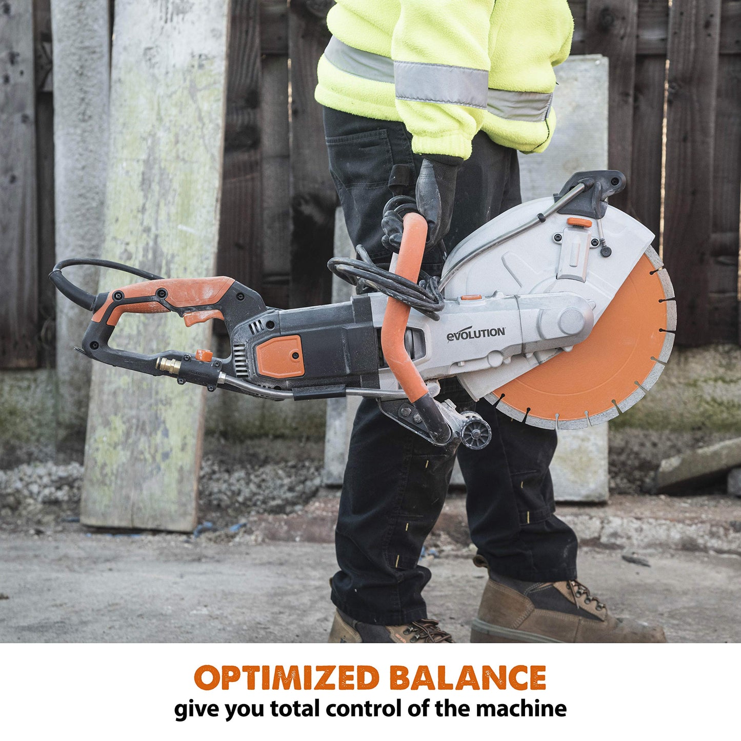 Evolution R12DCT 12 Inch Concrete Saw with Water Fed Dust Suppression (Aka Angle Grinder, Cut Off Saw, Masonry) Electric, No Gas, 4-1/2" Cut - Incl Premium Diamond Blade (Formerly R300DCT+)