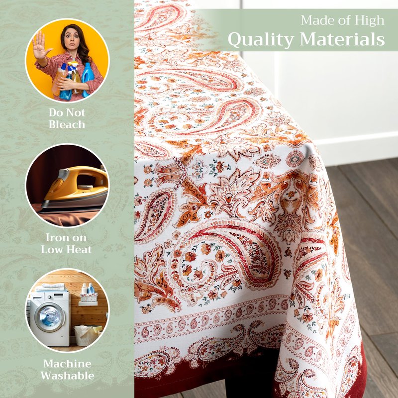 Maison d' Hermine Table Cloth Rectangle Table 100% Cotton 60 x 108 Inches Fall Tablecloth Reusable Everyday Use for Thanksgiving Christmas Decorations Dining Farmhouse Party (Orient)