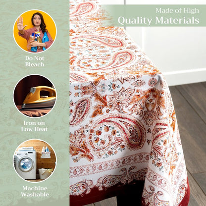 Maison d' Hermine Table Cloth Rectangle Table 100% Cotton 60 x 108 Inches Fall Tablecloth Reusable Everyday Use for Thanksgiving Christmas Decorations Dining Farmhouse Party (Orient)