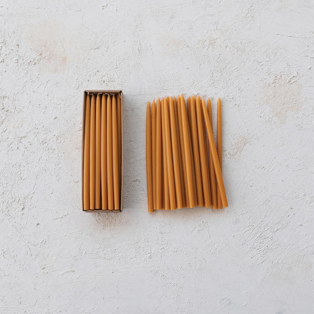 Creative Co-Op 24-Piece Unscented Thin Taper Candles in Box, Camel Color