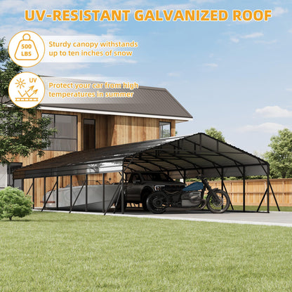 20x40 FT Metal Carport Kits with Galvanized Steel Roof, Heavy Duty Metal Roof Carport with Enhanced Base, Car Garage for Truck, Pickup, SUV, Tractor, and Boat