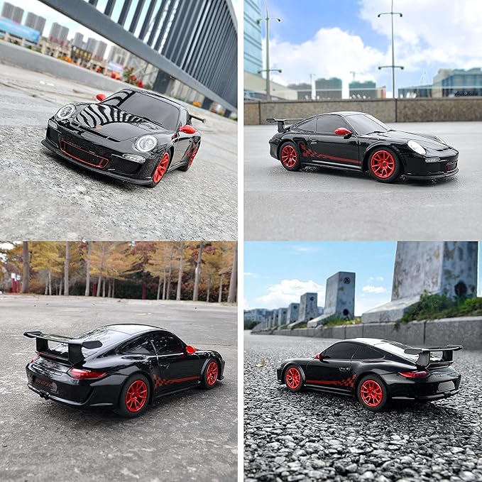 BEZGAR Porsche Remote Control Car - Officially Licensed Porsche 911 GT3 RS Toy Car 1:24 Porsche RC Car Model Vehicle Gift for BoysGirlsTeens and Adults (39900 Black)