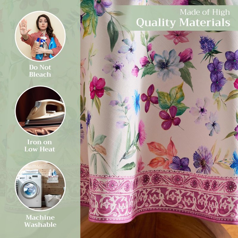 Maison d' Hermine Table Cloth Round Table 100% Cotton 69 Round Inches Tablecloth Reusable Decorative for Dining Kitchen Room Farmhouse Home Gifts for Mothers Day Spring Summer - Chardon