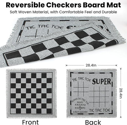 Giant 4 in 1 Chess SetJumbo Chess &amp Giant Checkers &amp Large Tic Tac Toe Giant Chess Board Game for Kids AdultsIncluding 2 Extra QueenLarge Checkers Rug Game Mat Indoor Outdoor Games Campin