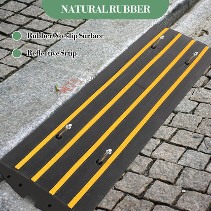 48" Driveway Ramp 2 Pack Heavy Duty Rubber Curb Ramps for Cars SUVs Trucks, Low Profile with Water Drainage, Garage Sidewalk Transition Solution