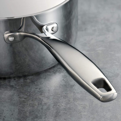 Tramontina Signature Tri-Ply Clad Stainless Steel 3-Quart Saute Pan with Lid, Induction-Ready Cooking Pan, Dishwasher-Safe, NSF-Certified, Made in Brazil