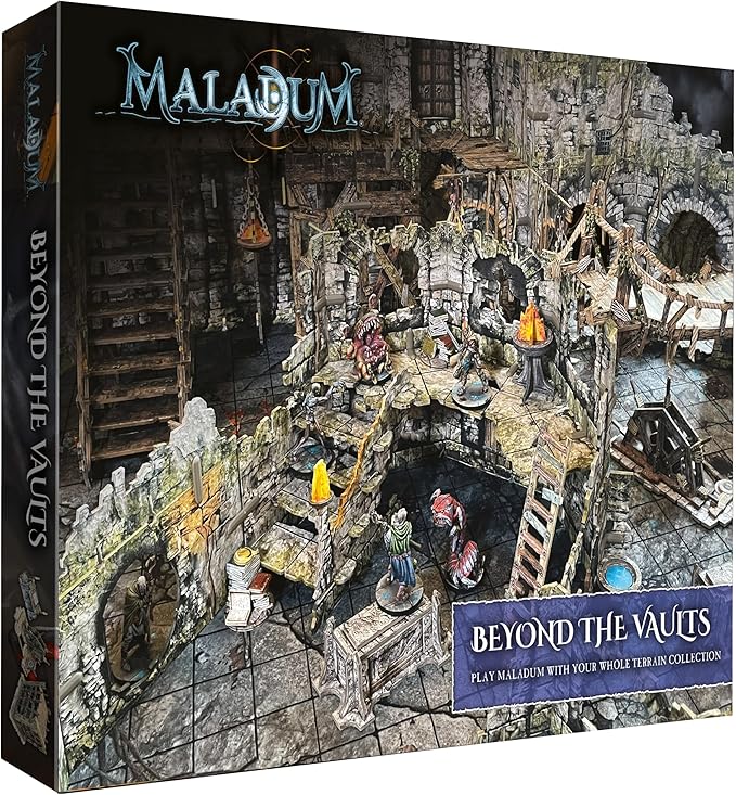 Maladum Beyond The Vaults - Fantasy Dungeon Crawler Game Immersive Terrain Solo Co-op and Adversarial Play