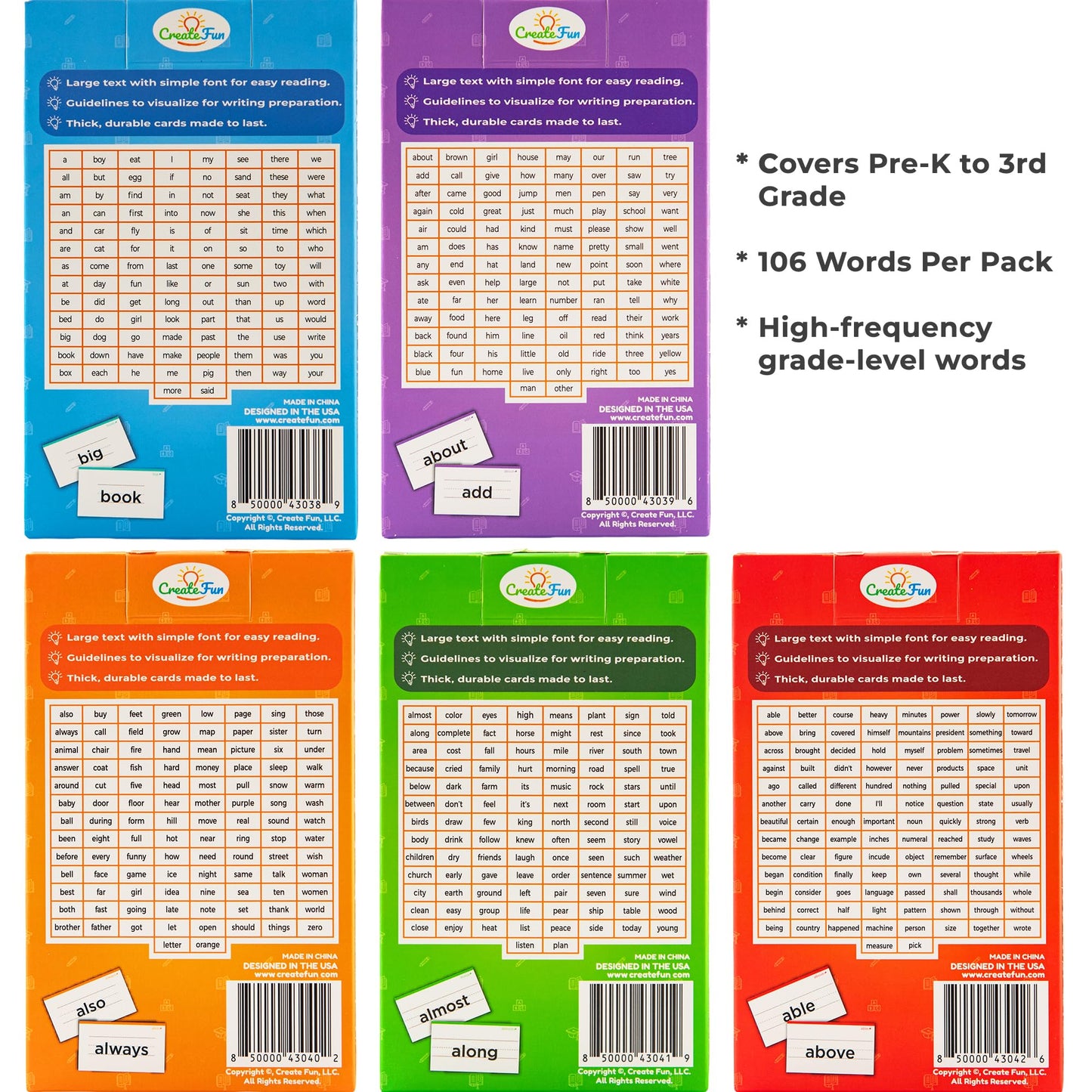 530 Sight Words Flash Cards for Kids Ages 3-9 Covers Pre K, Kindergarten, 1st, 2nd and 3rd Grade with 7 Educational Game Ideas - Homeschool Supplies Reading Tools for Kids