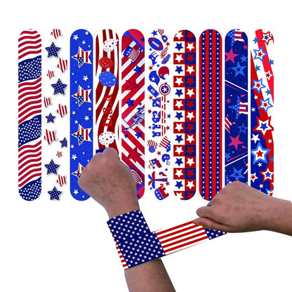 Dminya 50 Pcs Slap Bracelets for Kids 4th of July Slap Bracelets Bulk Snap Bracelet Party Supplies Favors Classroom Prizes Exchanging Gifts