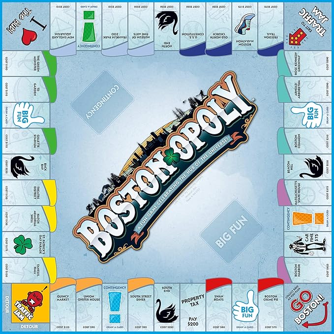 Late for the Sky Boston-Opoly Boston Board Game – Property Trading City Edition for Families &amp Adults 2–6 Players Opoly-Style Strategy with City Landmarks Educational Party Game