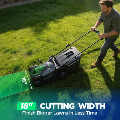 18" 40V Cordless Lawn Mower for Small to Medium Yards, Capable of Gas-Like Cuts with Brushless Motor, Used for Mulching/Bagging, 6 Heights for Seasonal Grass, Dual 5.0Ah Batteries Included