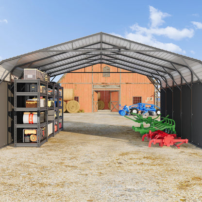 Garvee 20x25ft Heavy Duty Metal Carport, 2-Car Carport Kit with Solar Lights, 500 Sq. Ft. RV Boat Trailer Steel Garage Shelter