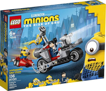LEGO Minions Unstoppable Bike Chase (75549) Minions Toy Building Kit with Bob Stuart and Gru Minion Figures Makes a Great Birthday Present for Minions Fans (136 Pieces)