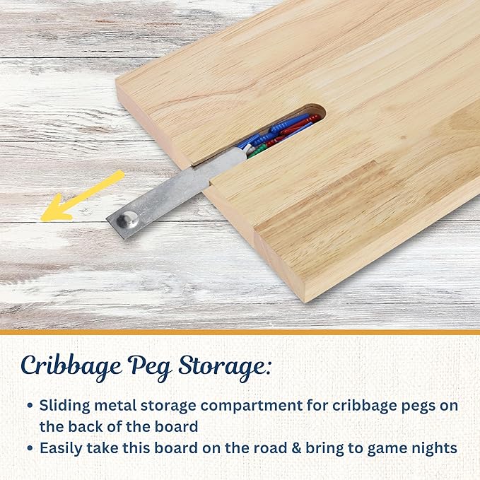 WE Games 4 Player Wooden Cribbage Board Solid Natural Wood 4 Track Board Plastic Pegs and Instructions Card Games for Families and Adults