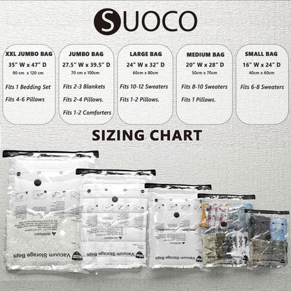 Vacuum Storage Bags, Compression Packing Space Saver Seal Bags for Clothing Bedding Comforters Blankets Pillows, 8 Jumbo