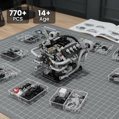 V8 Engine Model Kit Build Your Own RC Car Kit with Realistic Pistons &amp Dynamic FX 770+ Building Blocks for Adults STEM Toy Building Sets with App &amp Remote Control