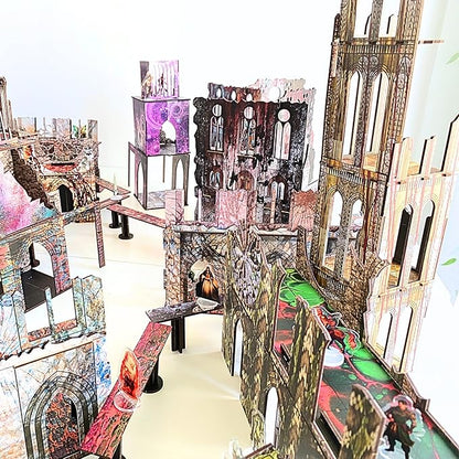 Gothic Sci-Fi Towers Ruin Terrain Set for WH40K D&ampD Pathfinder Painted Modular Building Tabletop Scenery for 28mm Kill Team Miniatures RPG Wargames Battlezone Creation Kit for Tactical Gamepla
