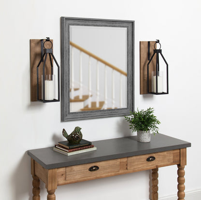 Kate and Laurel Oakly Wood and Metal Wall Sconce, Rustic Brown Wood Wall Candle Holder Farmhouse Decor