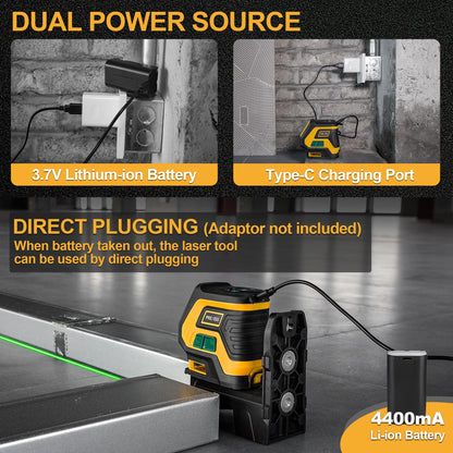 PREXISO Laser Level with Tripod & 2 Plumb Dots - 100 Ft Rechargeable Point Cross Laser Level Self Leveling - Plumb Spot Alignment Wide Angle Laser Line for Construction, Ceiling, Floor Tile