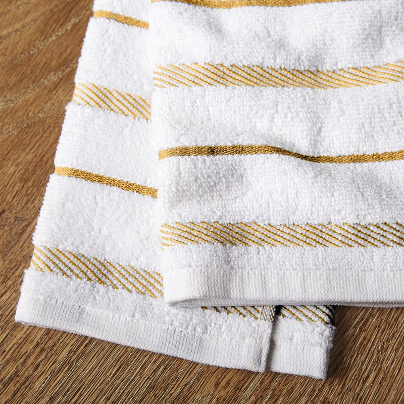 KitchenAid Albany Kitchen Towel 4-Pack Set, Orange Sorbet Yellow/White, 16"x26"