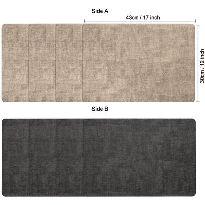 Myir JUN Placemats Dual Sided, Faux Leather Place Mats Set of 6 Indoor Placemat for Dining Table Outdoor Place Mat Manteles Individuales Square Non-Slip Washable Table Mats (Gray Beige, Set of 6)